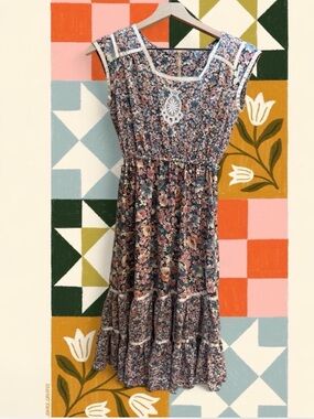 AUTHENTIC VINTAGE 1970s Candi Jones California Prairie Maxi Dress